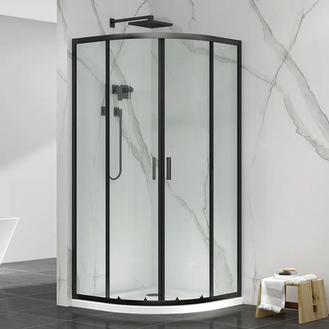 Box doccia semicircolare 80x80 cm nero scorrevole in cristallo trasparente Tay (1/5)