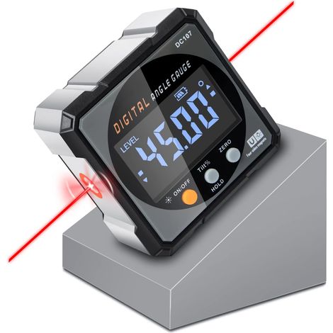 Digitaler Winkelmesser mit elektronischem Laser – leistungsstarker magnetischer 4-seitiger Winkelmesser, Würfelneigungsmesser mit Hintergrundbeleuchtung, Gehrungswinkelmesser für Tischkreissäge, Holzb
