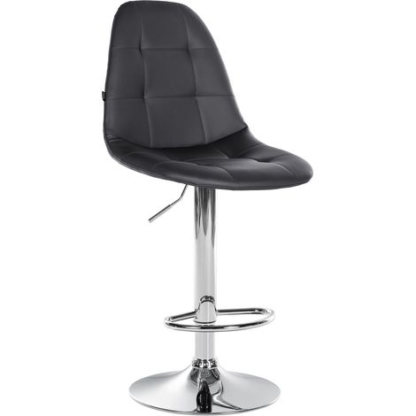 Sgabello da bar x1 con poggiapiedi sedile girevole regolabile in altezza in PVC nero struttura in metallo cromato 100004826