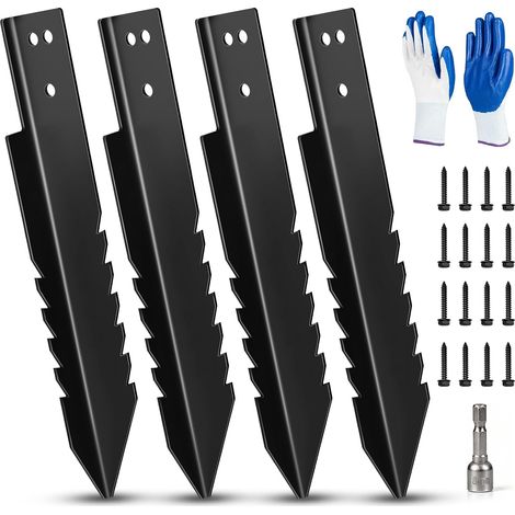 4 Pack Swing Anchor, Heavy Duty Galvanized Ground Anchor with Gloves, Outdoor Swing Accessory for Wooden Fence Repair, Trampoline, Swing (1/5)