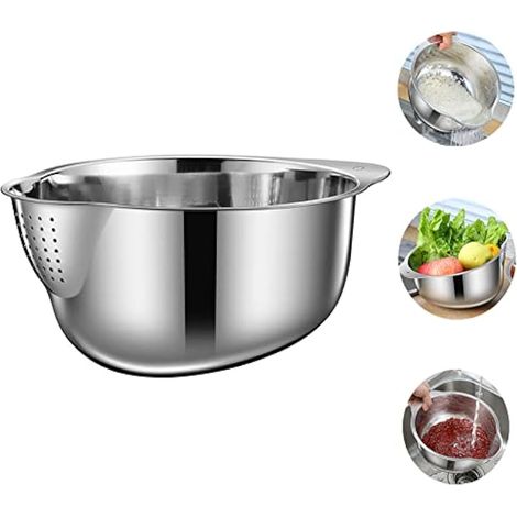 Bol à riz polyvalent 3 en 1 en acier inoxydable pour cuisine, légumes, fruits (1/5)