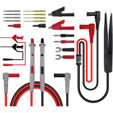 Kit de Câbles de Test Multi 21 en 1 Multimètre Électrique Câble Test avec Pinces Crocodile de Test Ressort Sonde Grabber Fiche Banane pour Tension Voltmètre pour Testeur Circuit Tension (1/5)