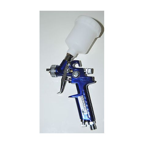MINI AEROGRAFO HVLP SERBATOIO SUPERIORE 125cc 1mm PISTOLA VERNICIATURA PLASTICA