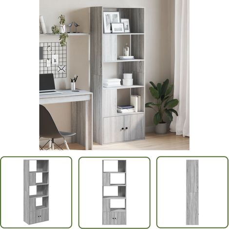 The Living Store Bücherregal Grau Sonoma 70x36x189 cm Holzwerkstoff - BucheRegal - Holzmöbel - Grau Sonoma - Regal - Aufbewahrung (1/5)