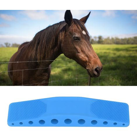 Accessoires pour harnais de cheval, brosse pour cheval, brosse de bain et de massage, brosse de bain et de massage 6 en 1 pour chevaux, grattoir pour l'épilation et le massage, boîte bleue. (1/5)