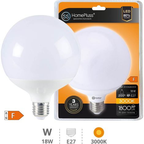 LED E27 GLOBE - 18W BLANC CHAUD - DIAMETRE 120
