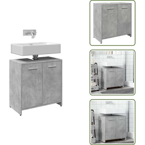 vidaXL Armoire lavabo de salle de bain gris béton 60x33x60 cm