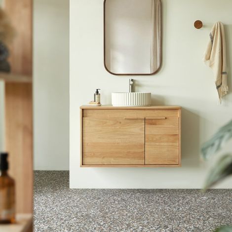 Tikamoon Néo Meuble Salle De Bain en hévéa H 54 cm × L 90 cm × P 40 cm (1/5)