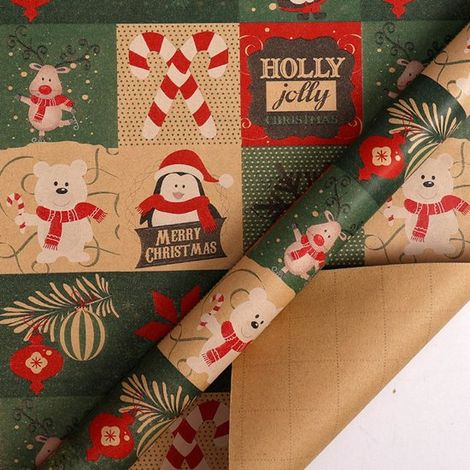 Rouleaux de papier cadeau de Noël - 43 cm x 3 m/rouleau - Parfaits pour emballer les cadeaux de Noël et décorer les fêtes. (1/5)