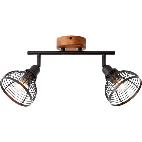 BRILLIANT lampe, tube spot Avia 2 flammes noir / couleur bois, métal / bois, 2x D45, E14, 40W, lampes en forme de larme (non incluses), A ++ (1/5)