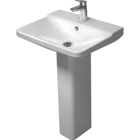 Lavabo Duravit P3 Comfortsavec trop plein plage de robinettrie 600x470mm 3 trous de robinetterie blanc