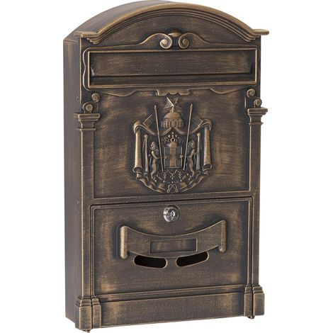 Bronze Boîte aux Lettres individuelle en Aluminium, Style Classique, Taille M (Courrier Format A4, Magazine), Boîte aux Lettres Murale décorative, Facile à Installer (1/5)