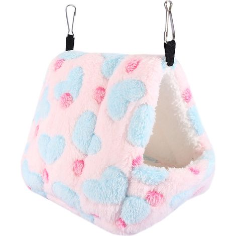Lit Cage pour animaux de compagnie, chaud et doux, pour hamac, écureuil, lapin Totoro (rose, 17x15cm), hiver (1/5)