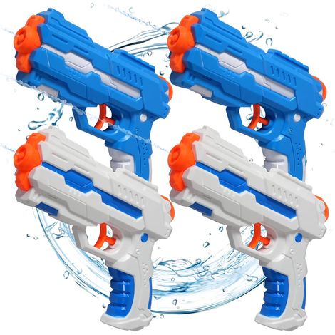 Lot de 4 Pistolets a Eau de 180 ML pour Enfants, avec Portée Jusqu'à 6M, Pistolet a Eau Petit pour Filles et Garçons, Fêtes D'été en Plein Air, Plage, Piscine