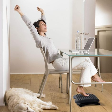Poggiapiedi da ufficio, poggiapiedi ergonomico, angolo regolabile a 30°, 3 posizioni di altezza regolabili, per ufficio e casa, grigio scuro