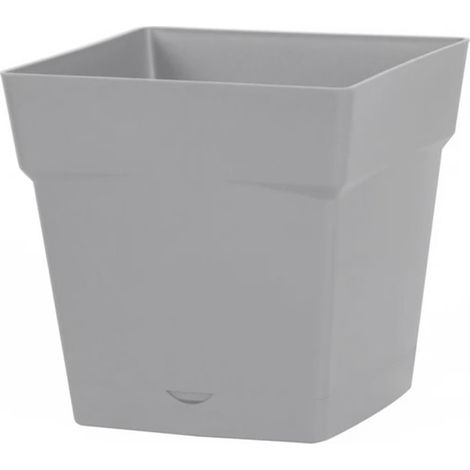 EDA – Pot à réserve d'eau gris béton 24,8 x 24,8 x 24 cm – Polypropylène résistant aux UV – Volume 10,2 litres pour plantes d'extérieur (1/2)