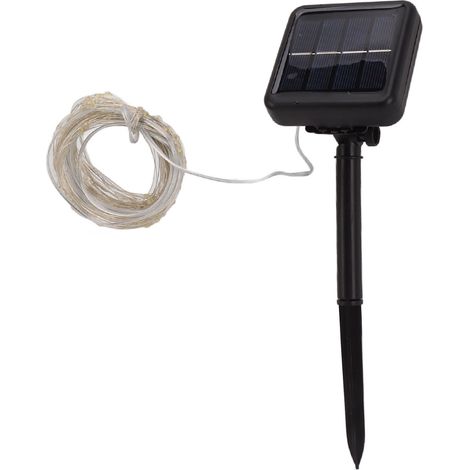 Guirlande lumineuse solaire décorative à 100 LED, étanche et résistante aux intempéries, pour arbres, balustrades, terrasses et piscines. (1/5)