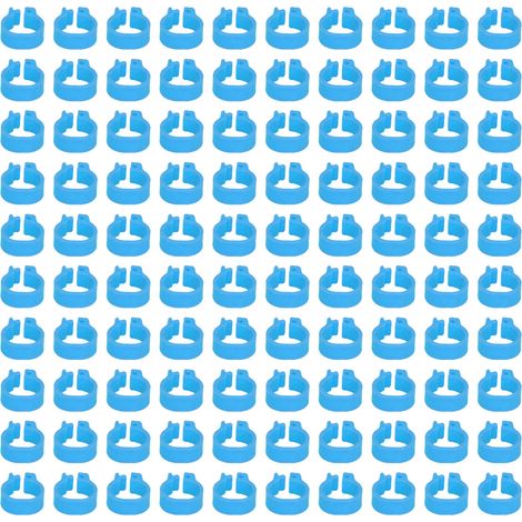 100 bagues de patte de pigeon de 8 mm pour identification, bagues de patte de volaille, sans inscription, accessoires pour pigeons, bleu clair (1/5)