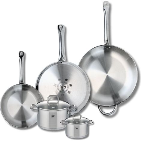 Ensemble de 3 Poêles de cuisson 24, 28 et 32 cm et 2 faitouts 12 et 16 cm Elo Profi Citrin (1/5)