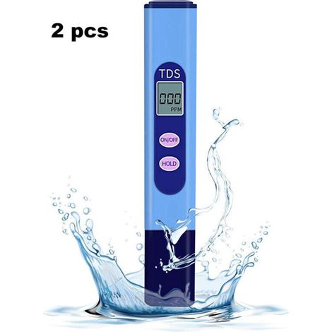 Lot de 2 testeurs TDS, testeur de qualité de l'eau avec écran LCD, plage de mesure de 0 à 9990 ppm, portable, pour l'aquaculture, les piscines et les robinets domestiques (1/4)