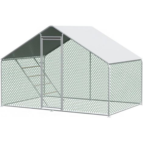 Enclos métallique 3x2x2m avec verrou de sécurité et bâche imperméable en PE, pour poules, lapins et autres petits animaux