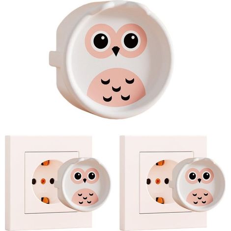 CCYKXA4 prises cache prise bébé, chouette cache prise, prises de sécurité enfichables pour enfants (blanc). (1/5)