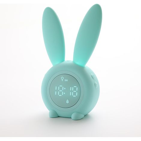 Lapin Réveil LED Mini Étudiant Électronique Réveil avec Veilleuse (Vert)