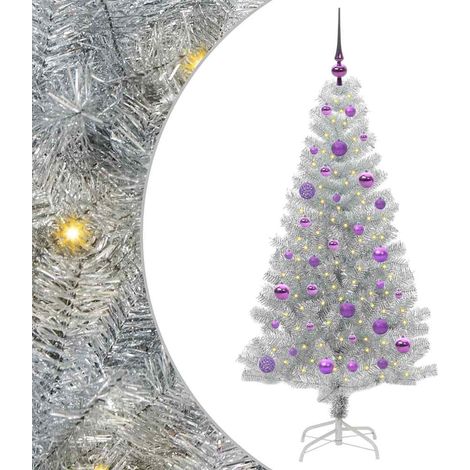 Árbol de Navidad Plateado 150 cm PET vidaXL (1/5)