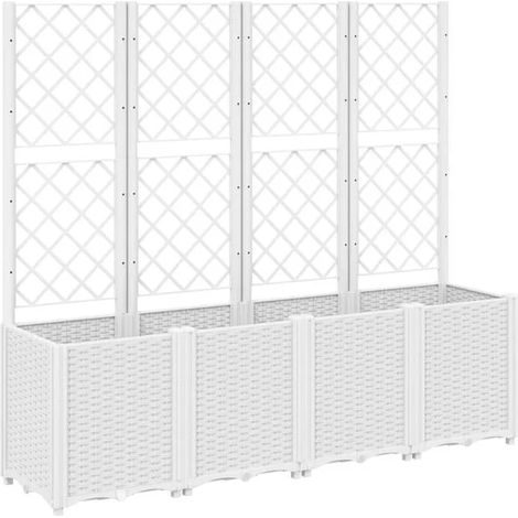 Pot de fleurs à carreaux blancs, 160 x 40 x 140 cm, PP (1/5)