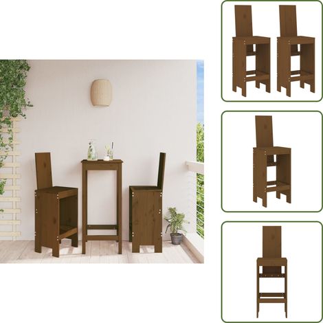The Living Store Barhocker 2 Stk. Honigbraun 40x42x120 cm Massivholz Kiefer - Gartenmöbel Holz (1/5)