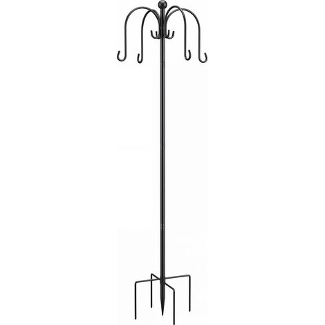 TOQUE Bird Feeding Station Outdoor Garden Shepherd Hook Adjustable Stand Black (1/5)