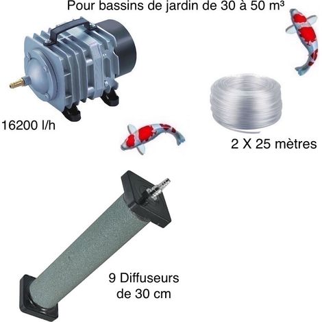Set aérateur bassin 9 diffuseurs bulleurs 30 cm bassin de jardin de 30000 à 50000 l (1/5)