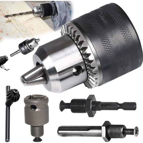 5 Pièces Mandrin Perceuse 1,5-13 mm, Mandrin à Couronne Dentée 1/2-20UNF, Sds-Plus Mandrin Perceuse, Mandrin Pour Visseuse à Percussion, Mandrin De Perçage Avec Clé De Mandrin (1/5)