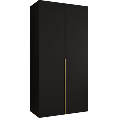Armoire Hartford 535, Noir, 202x100x52cm, Portes d'armoire: Avec des charnières, Nombre d'étagères: 0 (1/5)