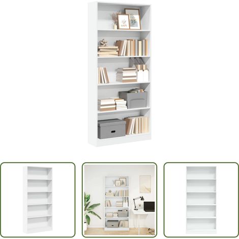 vidaXL Étagère livres -  Bibliothèque blanc 80x24x176 cm bois d'ingénierie (1/5)