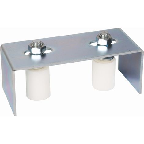 Plaque de guidage avec 2 olives en nylon Ø30mm - H60mm L160mm - Réglable - À visser - DECO FER FORGE