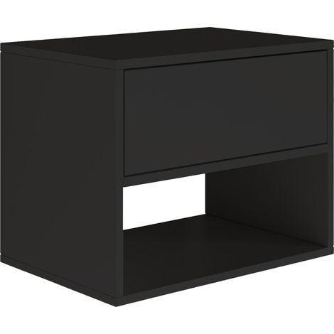 Selsey FRAMME – Comodino sospeso con cassetto e vano – nero – 50 cm