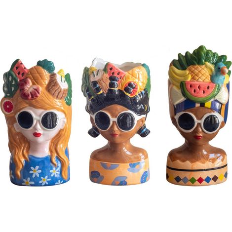 Vase décoratif en forme de buste féminin, lot de 3, art moderne pour la décoration intérieure, style élégant et sophistiqué (1/3)