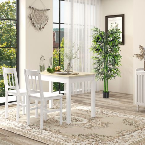 Table Personnes Salle Manger Cuisine Salon Mélamine Moderne Mobilier Intérieur Chêne Blanc 119x70x75cm (1/4)