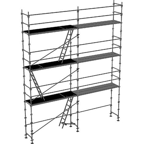 Echafaudage fixe de façade 56m² - Structure et planchers + Lisses - DUO56-SP (1/5)