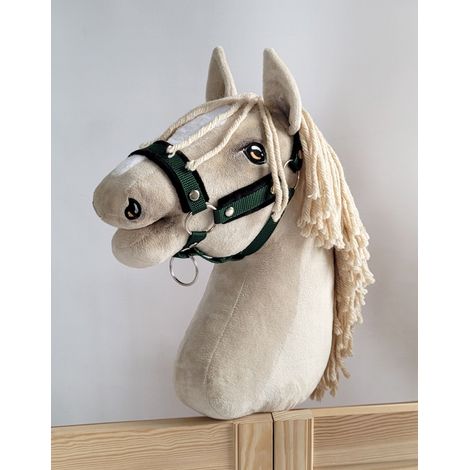 Hobby Horse A3 Verstellbares Pferdehalfter, Flaschengrün mit schwarzem Fell (1/3)
