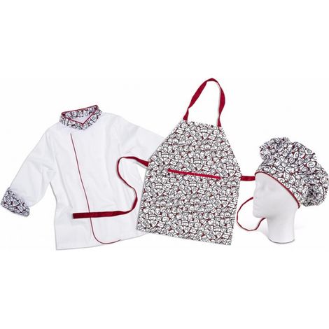 Set de cocina infantil - casaca, delantal y gorro para WSK5001 WORKTEAM 16 ESTAMPADO
