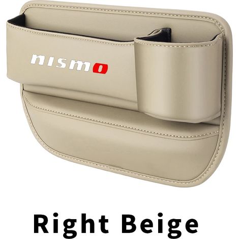(Beige droit) Boîte de rangement de fente de siège de voiture pour Nissan Nismo Almera Tiida Sunny QASHQAI Skyline Juke X-TRAI accessoires intérieurs en cuir (1/5)