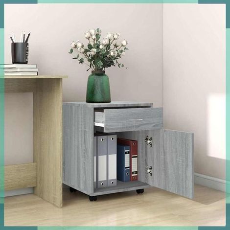 815964 Armoire roulante Sonoma gris 45x38x54 cm Bois d'ingénierie (1/5)