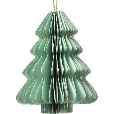 Kaemingk – Suspension de Noël sapin pliable en papier vert menthe avec paillettes et cordon, 6 cm