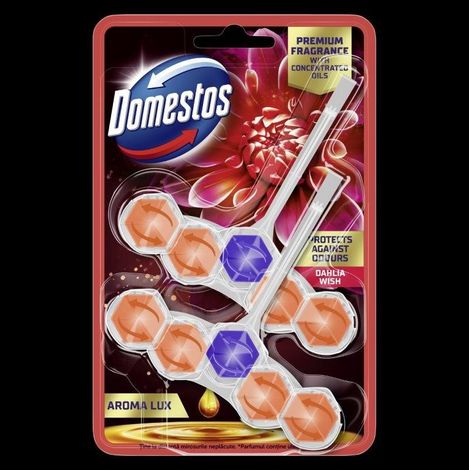 DOMESTOS Power 5 Aroma Lux Dahlienblüte & Drachenfrucht Toilettenblock 2 x 55 g