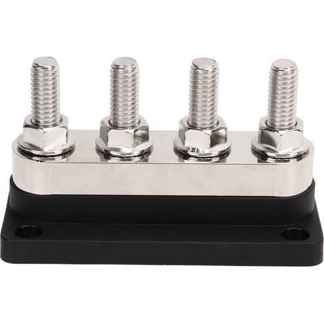Barre de distribution électrique 600A M10 4 pôles, 12V à 48V, bloc de jonction haute intensité pour voiture, camping-car, bateau, yacht, noir. (1/5)