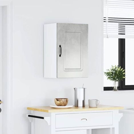 Meuble de Rangement Mural pour Cuisine - Style Industriel Moderne en Béton Gris et Bois d'Ingénierie, Étagère de Stockage Gain de Place (1/5)