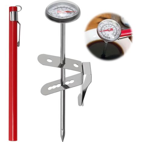 Thermometre de Cuisine en Acier Inoxydable, Thermomètre à Sonde de 120 mm avec Clip, Thermomètre de Cuisson pour Viande, Four, Pâtisserie et Barbecue (1/5)