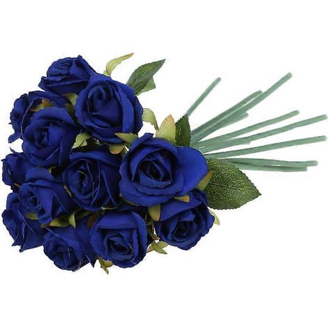 Bouquet de 12 roses artificielles en soie pour mariage, fête et décoration intérieure (1/5)